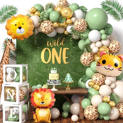 Productafbeelding van Jungle safari decoratie 1e verjaardag jongen Wild One - Verjaardagsdecoratie