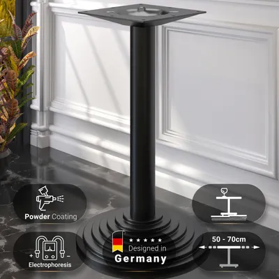Produktbild von PYRAMIDE | Bistro Stehtischgestell | Schwarz | Fuß: Ø 43 cm | Säule: 7,6 x 109 cm | Tischgestell Rund, Stehtischgestell Schwarz