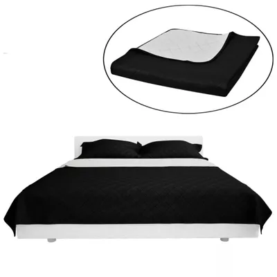 Immagine prodotto di vidaXL Copriletto bifacciale trapuntato bianco/nero 230x260 cm