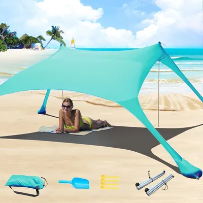 Produktbild von Cuupo Strandzelt 2x2.1 m Pop-Up LSF 50 Elasthan Türkis