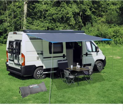 Produktbild von deiwo Essential Sonnensegel 4,50 x 2,4 m Wassersäule 2000mm Grau Wohnwagen Wohnmobil