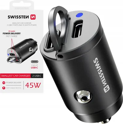 Zdjęcie produktu dla Swissten Szybka Ładowarka Samochodowa 2X Usb-C 45W