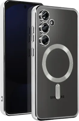Produktbild von Avizar, MagSafe Silikonhülle für Samsung S24 FE mit verchromter Umrandung, Silber