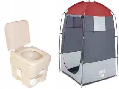 Produktbild von Bestway Tragbare Campingtoilette & Umkleidezelt Set