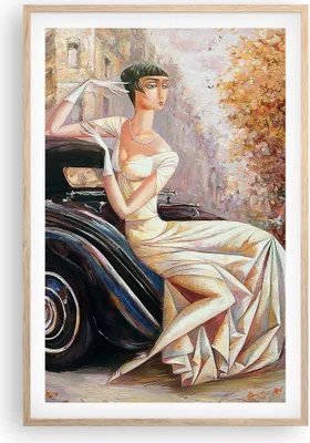 Produktbild von Gerahmtes Poster - Rahmen in heller Eiche - frau retro stil - 61x91,5 cm - Wand Bild - Wanddeko - Wandbilder - Kunstposter - Wandposter - Bilderrahmen - Bilder - Kunstdruck - Wandbild P2NPA61x91-3467