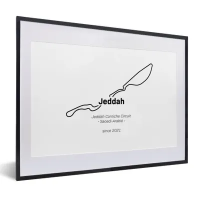 Produktbild von MuchoWow® Gerahmtes Poster Formel 1 - Jeddah - Rennstrecke 40x30 cm - Poster mit Schwarzem Bilderrahmen Wandposter Rahmen Foto Bilder - Bilderrahmen - Poster im Rahmen