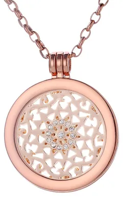 Produktbild von Morella Damen Halskette roségold 70 cm Edelstahl mit Amulett und Coin 33 mm Sonnenornament in Schmuckbeutel