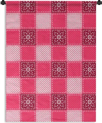 Produktbild von MuchoWow® Wandteppich Wandbehang Rosa - Muster - Blumen 60x80 cm Tapisserie Dekoration Wandtuch - Decke - Wandtücher - Wohne