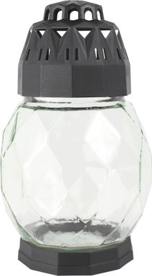 Bolsius Grablaterne Diamond aus Glas weiß 178/108 mm