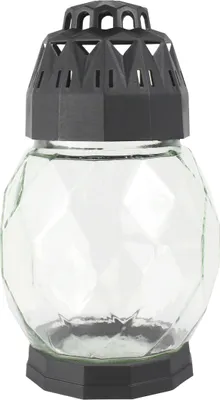Produktbild von Bolsius Grablaterne Diamond aus Glas weiß 178/108 mm