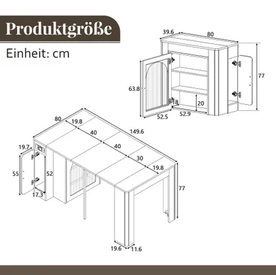 Image de Chariot de cuisine avec table repas extensible - En MDF et verre - Design moderne - Table de service mobile