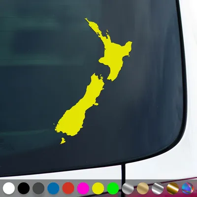 Produktbild von PantherPixel Neuseeland Aufkleber Umriss Kontur Reisen Kiwis Sticker Auto Geschenkidee Farbe Neon-Gelb