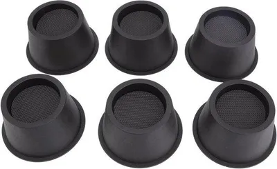 Obrázok produktu pre Sada 6 plastových podložiek pod stoličky – okrúhle – čierne – pre stoličky a kancelárske lavice