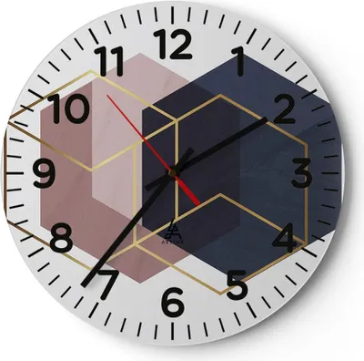 Produktbild von Wanduhr - Rund - Glasuhr - Sechsecke Modern Gold - 40x40cm - Schleichendes Uhrwerk - Lautlos - zum Aufhängen bereit - Dekoration Modern - Wanddekoration aus Glas - C4AR40x40-4691