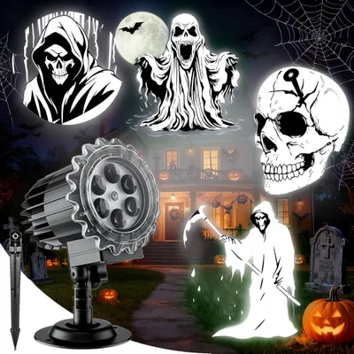 Halloween-Projektor, 3D-Dynamisch, LED, 180° verstellbar, wasserdicht