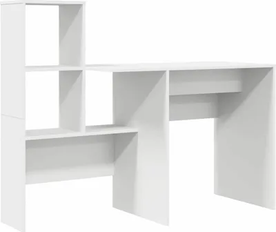Image de vidaXL Bureau avec étagère blanc 131,5 x 50 x 106,5 cm Bois composite