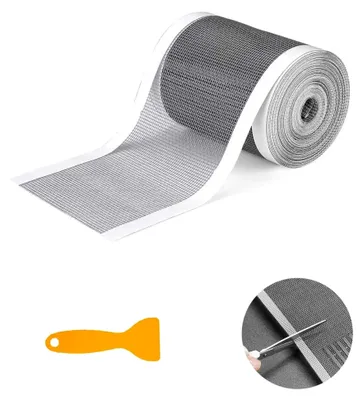 Produktbild von Haarsieb Dusche 100mm x 10m, Selbstklebend Abflusssieb Dusche, Einweg-Mesh Haarfänger mit Plastikspachtel, Sieb Dusche Abfluss Haare für Duschen, Badewannen, Küchen