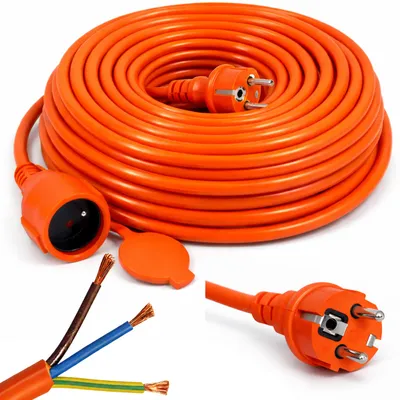Immagine prodotto di Prolunga elettrica 50 m con messa a terra, universale, per tutto l’anno, cavo spesso 3×2,5, tipo di presa: F, SCHUKO, protezione IP44, per giardino