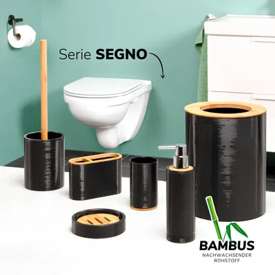 Obrázok produktu pre Kôš na kozmetiku bremermann SEGNO z bambusu a plastu | odpadkový kôš | odpadkový kôš 5,5 l, čierny