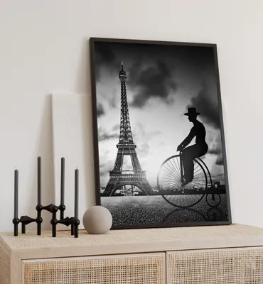 Produktbild von Poster Hochrad in Paris, groesse_poster:70x100 cm, groesse_rahmen:birke 70x100 cm