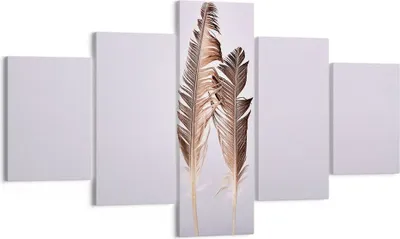 Produktbild von Bild auf Leinwand - Leinwandbild - 5 Teile - Zwei Federn Flieder - 125x70cm - Wand Bild - Wanddeko - Wandbilder - Leinwanddruck - Bilder - Wanddekoration - Leinwand bilder - Wandbild - EA125x70-4335