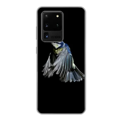 Produktbild von MuchoWow® Handyhülle Schutzhülle Hülle für Samsung Galaxy S20 Ultra Vögel - Federn - Schwarz Silikon Softcase Handy Hülle - Karteninhaber