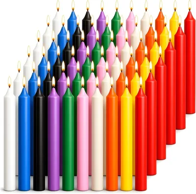 Immagine prodotto di Candele decorative colorate, 100 piccole candele colorate, dimensioni 1,27 x 10 cm,