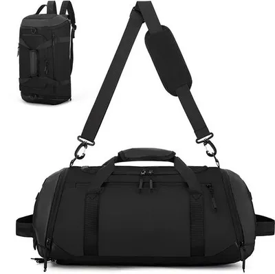 Produktbild von Unyqoos® Sport- und Reisetasche 20 L – wasserabweisendes Oxford, 50 x 25 x 22 cm, Schuhfach mit Belüftung & Nassfach, verstellbarer Schulterriemen, Schwarz