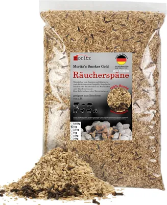 Produktbild von Moritz 1kg Räucherspäne Buche mit Nelke fein 0,75 -2 mm Räuchern I Kalträuchern von Fisch Fleisch Wurst Käse Gemüse auch für BBQ I Grill - Räuchermehl