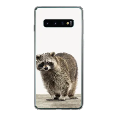 Produktbild von MuchoWow® Handyhülle Schutzhülle Hülle für Samsung Galaxy S10 Waschbär - Tiere - weißer Hintergrund - Jungen - Mädchen - Kinder Silikon Softcase Handy Hülle - Handytasche