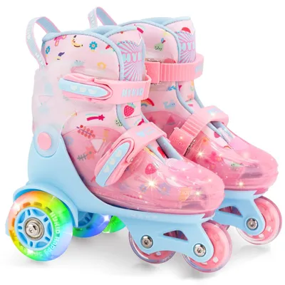 Produktbild von Rollschuhe Kinderrollschuhe Inlineskates - Verstellbar - Mädchen - 4 Rollen - Leuchtende Räder