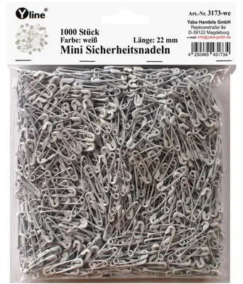Produktbild von Mini-Sicherheitsnadeln 22 mm, 1000 Stück, weiß, für Nähen