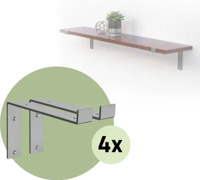 Produktbild von ML-Design 8 Stück Regalträger L-Form, 25x4x14,5 cm, Grau, aus Metall