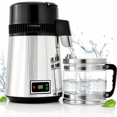 Produktbild von Wasserdestilliergerät 4L DW004 Elektrisch mit Luftkühlung - 4000 ml Destilliergerät für Wasser aus Edelstahl