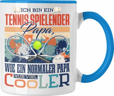 Produktbild von Trendation - Tennis Papa Tasse Geschenk Vater Geschenkidee zum Vatertag Hobby Tennis Spielendr Papa Spruch Lustig (Blau)