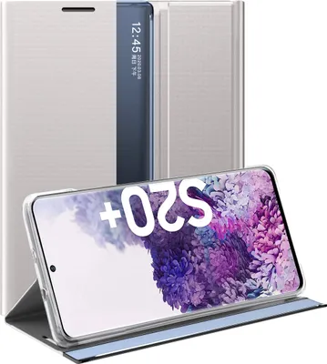 Produktbild von Galaxy S20 Plus Hülle, LaimTop Slim Flip Leder Smart View Window Klappetui Schutzhülle mit Standfunktion für Samsung Galaxy S20 Plus Silber