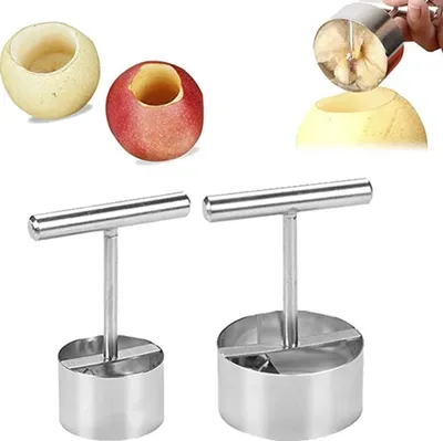 Produktbild von 2 Stš¹ck Edelstahl Apfelstecher mit Griff Apfelausstecher Apfel Ausstecher Entkerner, 2 Gr??en