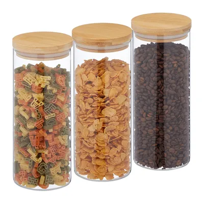 Produktbild von relaxdays 3er Set Vorratsgläser mit Deckel 1350 ml