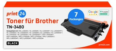 Immagine prodotto di NUOVO: print24 Toner per Brother TN3480, compatibile con Brother DCP 5500, HL-L 5000, MFC-L 5700 e altri, 7 pezzi
