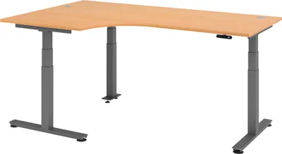 Produktbild von bümö Schreibtisch elektrisch XDSM - Nachbildung: Buche, Gestell: Graphit, Größe: Eckschreibtisch 200 x 120 cm
