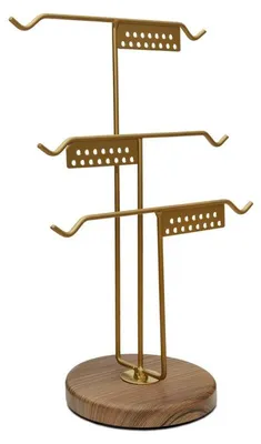 Image de Porte-bijoux Organisateur en métal doré diamètre 25 cm hauteur 39 cm