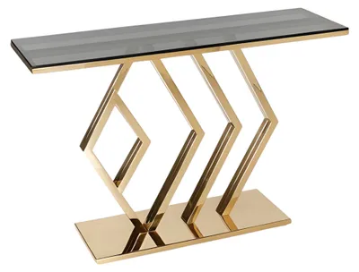 Image de Elégante table console en métal doré pour un intérieur moderne