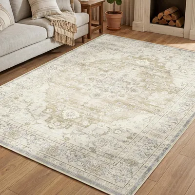 Productafbeelding van Vintage bohemien vloerkleed, wasbaar, 160 x 230 cm, antislip, geschikt voor de woonkamer