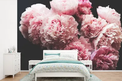 Produktbild von MuchoWow® Fototapete für Wohnzimmer oder Schlafzimmer Wandtapete Vinyl Motivtapete Blumenstrauß aus rosa Pfingstrosen - 525x350 cm - Das Hintergrundbild