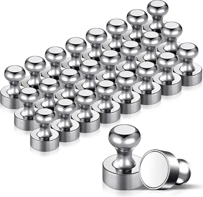Produktbild von 24 Stück Metallmagnete, starke Magnete 12 x 16 mm – Edelstahlmagnete, Kühlschrankmagnete für Pinnwand, Kühlschrank usw. – mit Aufbewahrungsbox