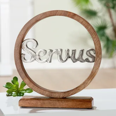 Produktbild von Gilde Kreis "Servus" aus Mangoholz H: 28 cm Ø 26 cm 42921