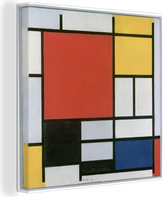 Produktbild von MuchoWow® - Leinwandbilder - Komposition 2 in Rot Blau und Gelb - Piet Mondrian, Wandbild, Wanddeko Bilder Wohnzimmer, 20x20 cm