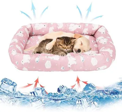 Produktbild von Kühlmatte für Haustiere – Sommer-Kühlmatte – Kühlbett für Katzen – selbstkühlende Matte – waschbare Kühlmatte – Kühlmatte für Haustiere – geeignet für Katzen, Hunde, Hamster, Chinchillas, Meerschweinchen usw. – M (55 x 43 cm)