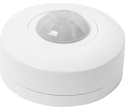 Produktbild von Bewegungsmelder 360° Sensor Aufputzmontage Ø 80 mm Weiß, 6m Reichweite, Tag-/Nachtbetrieb, einstellbare Zeit