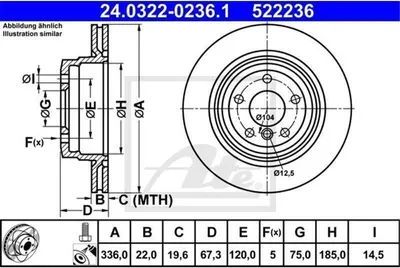 Immagine prodotto di 2x disco freno ATE 24.0322-0236.1 per BMW 3 Touring (E91) 3 Sedan (E90)